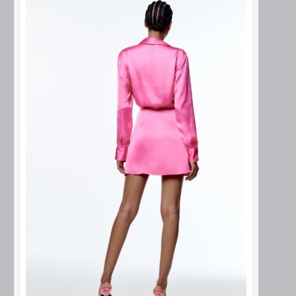 Zara Satin Effect Barbie Pink Dress XS - Picture 6 of 16